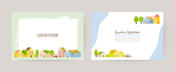 一套卡与矢量城市景观插图图片下载