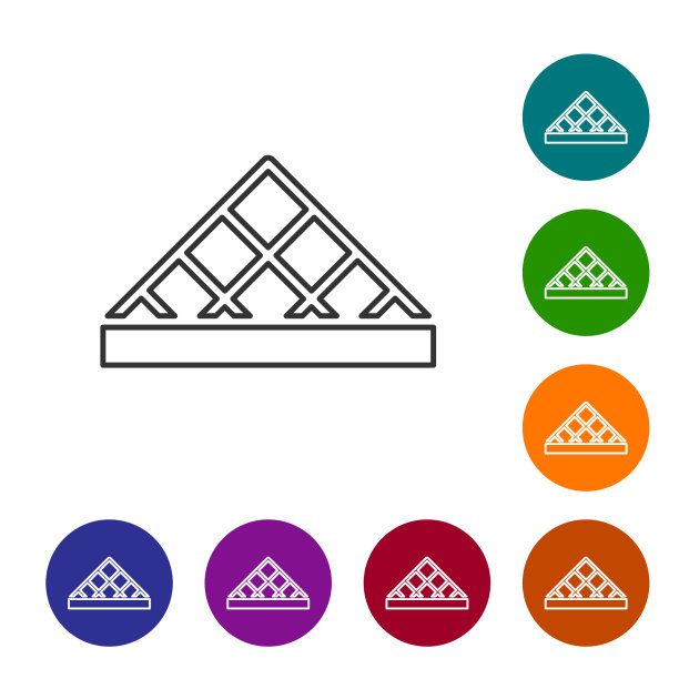 黑线卢浮宫玻璃金字塔上孤立的图标图片下载
