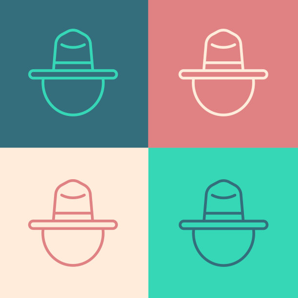 流行艺术线加拿大游侠帽子制服图标图片下载