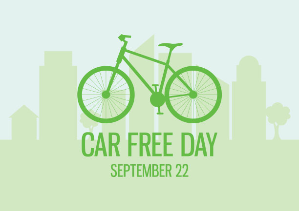 无车日城市绿色生态自行车剪影图标图片下载