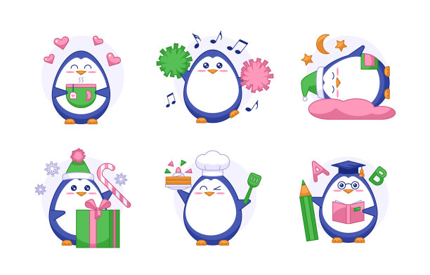 一组可爱的企鹅图片下载