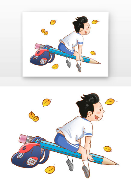 穿校服人物坐在铅笔上图片下载