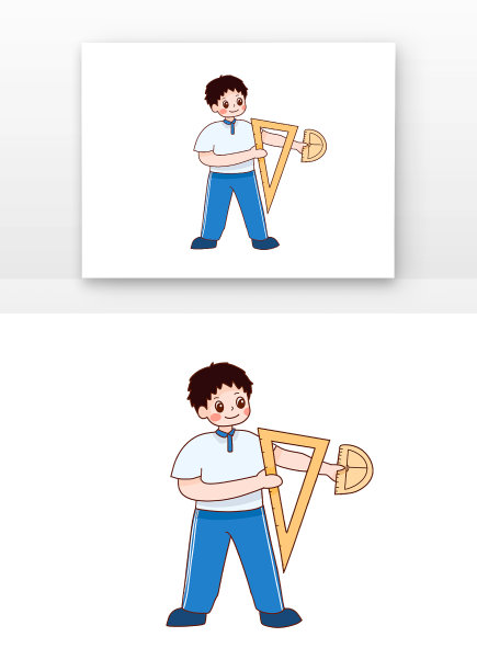 可爱学生穿校服拿着尺子图片下载