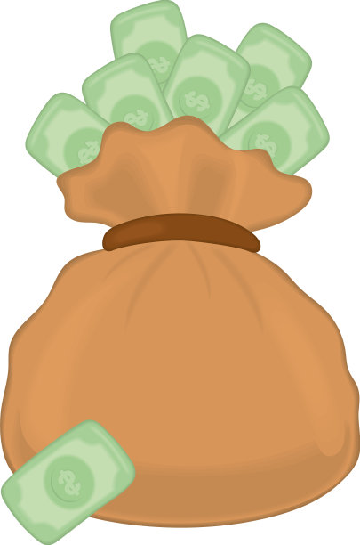 装着钞票的钱袋图片下载