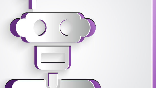 剪纸机器人图标孤立在灰色背景上图片下载