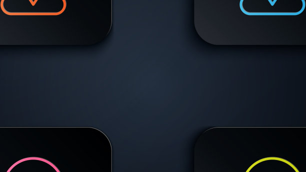 彩色霓虹灯线地图引脚图标孤立在黑色图片下载