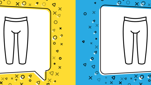 设置线打底裤图标孤立在黄色和蓝色图片下载