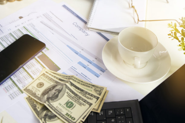 企业财务和投资，投资回报，财务文件，货币和利息，笔记本电脑图片下载