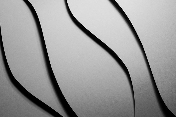 灰色的碳质感抽象几何背景，翱翔的垂直曲线波，黑色阴影，极简的单色商务风格。图片下载