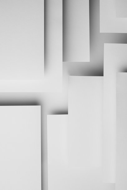 白色抽象几何背景，以飞白表面为单色时尚图案，垂直矩形，平行条纹，阴影和透视，优雅简洁的现代简约风格。图片下载