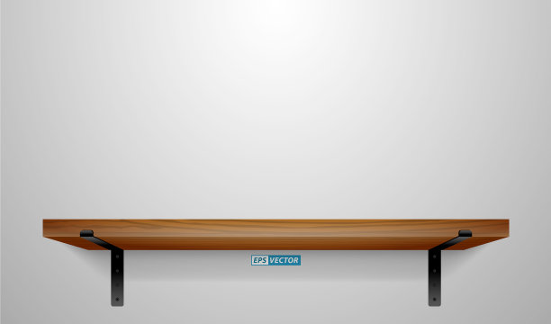 一套逼真的木制隔墙书架孤立eps图片下载