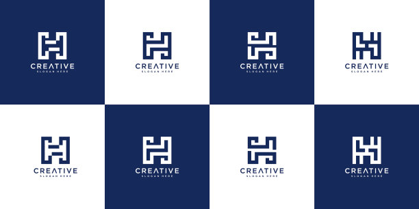 H字母抽象logo模板图片下载