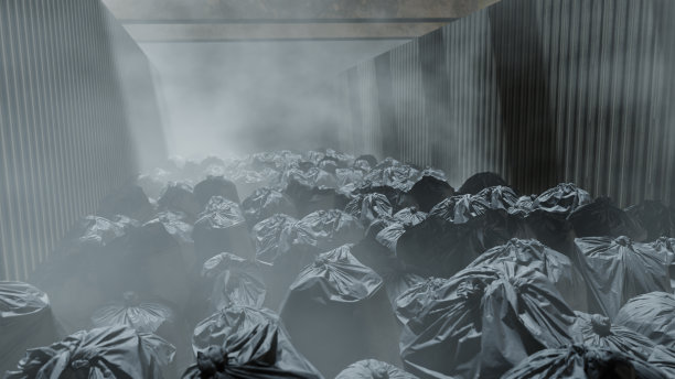 用垃圾袋装的剩余废物图片下载