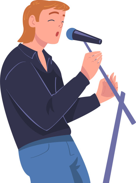 歌手兼音乐家拿着麦克风表演图片下载