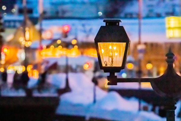 日本北海道小樽的运河和工厂图片下载