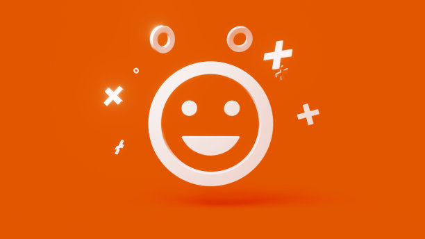 微笑3d图标在一个简单的红色背景4k图片下载