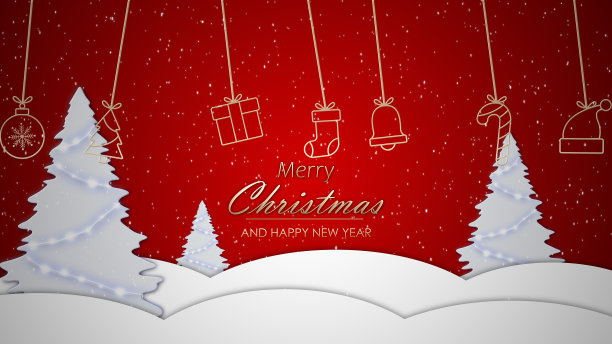 圣诞节节日红色的背景与降雪图片下载