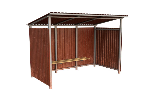 金属公共汽车站隔离在白色背景。3 d渲染。图片下载