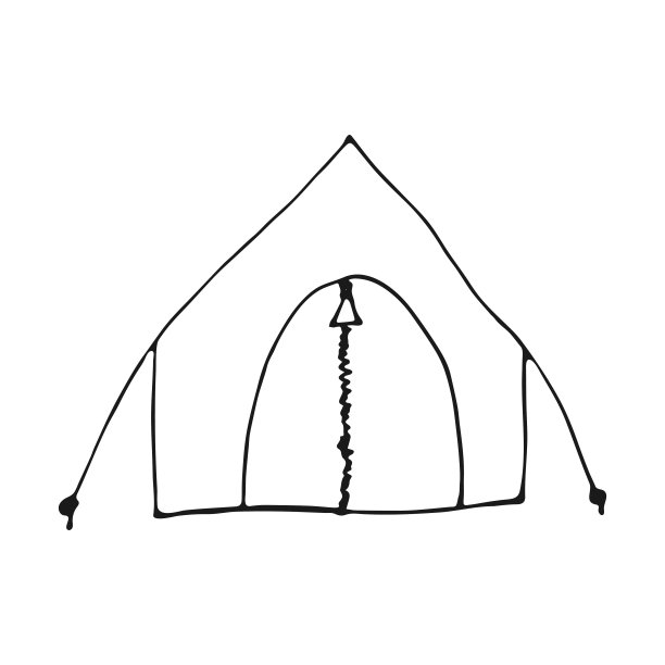 涂鸦野营帐篷。白色背景上隔离的旅游帐篷。矢量插图。图片下载