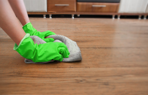 姑娘洗地板，打扫房子图片下载