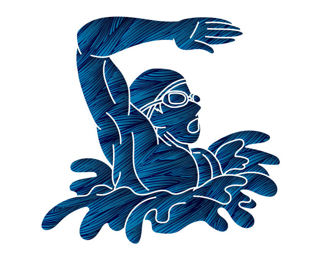 男性游泳运动游泳动作卡通图形图片下载