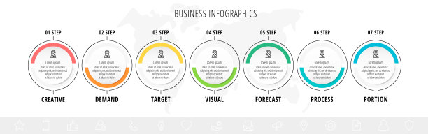 带圆的线向量最小信息图图片下载