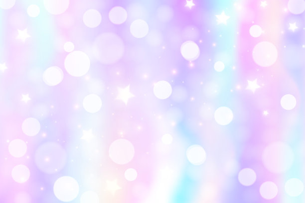 彩虹独角兽的背景。柔和的渐变颜色与闪光和散景天空。神奇的星系空间和恒星。向量的抽象模式。图片下载