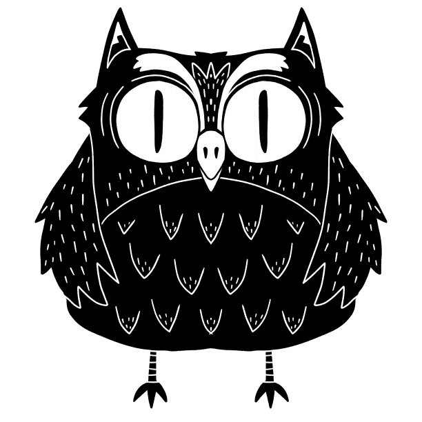 可爱的黑猫头鹰卡通人物图片下载