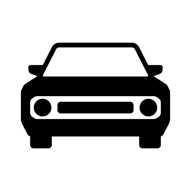 汽车图标。黑色的轮廓。前视图。矢量简单的平面图形插图。孤立的物体在白色背景上。隔离。图片下载