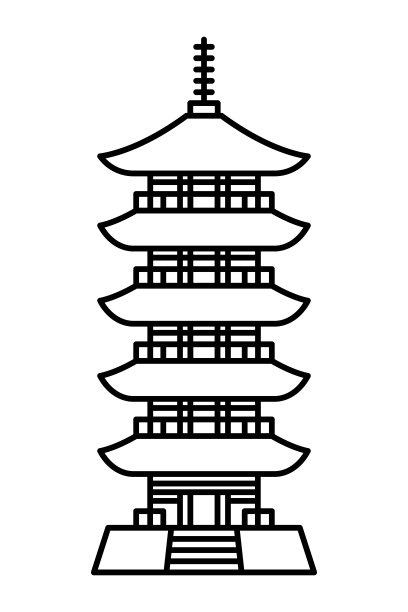 五层宝塔孤立矢量插图。图片下载