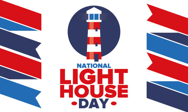 国家的灯塔。节日，每年8月7日庆祝。海上引航员用的导航设备。设计与灯塔。海报，贺卡，横幅和背景。矢量图图片下载