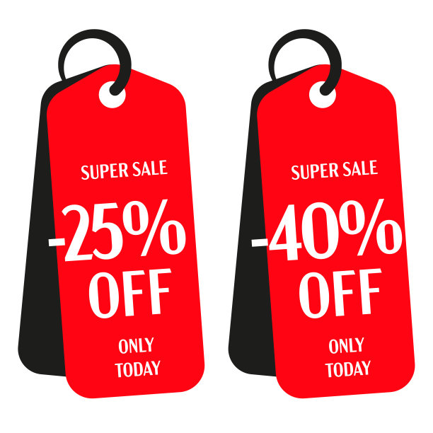 减去25%和40%的超级折扣标签模板图片下载
