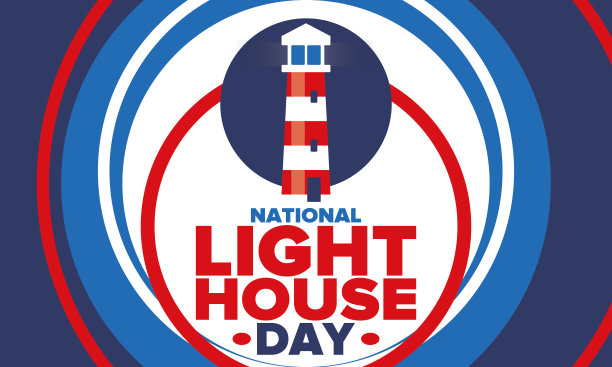 国家的灯塔。节日，每年8月7日庆祝。海上引航员用的导航设备。设计与灯塔。海报，贺卡，横幅和背景。矢量图图片下载