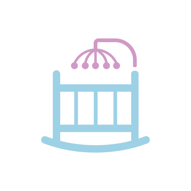 婴儿摇篮床与悬挂玩具图标图片下载