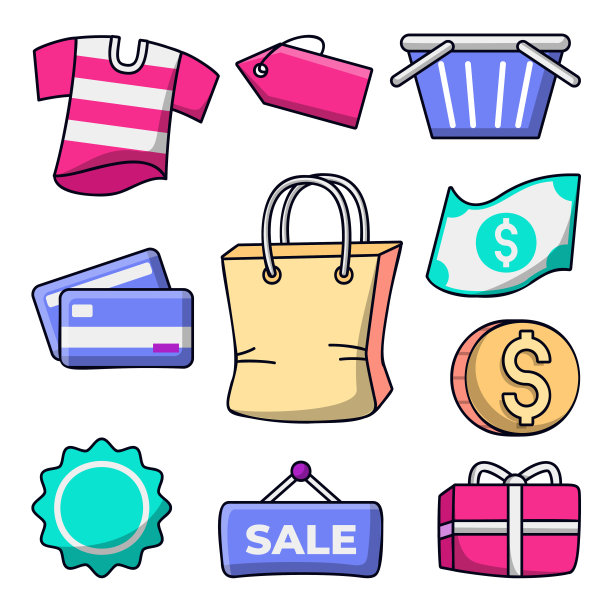 购物概念的对象元素集合图片下载