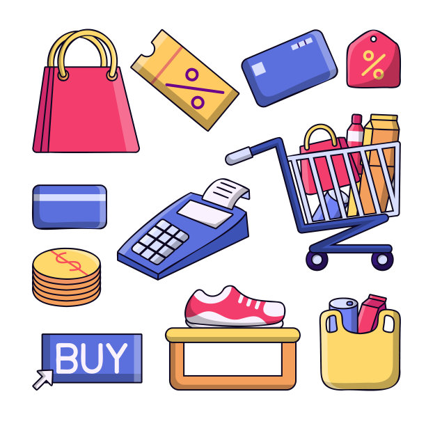 购物概念的对象元素集合图片下载