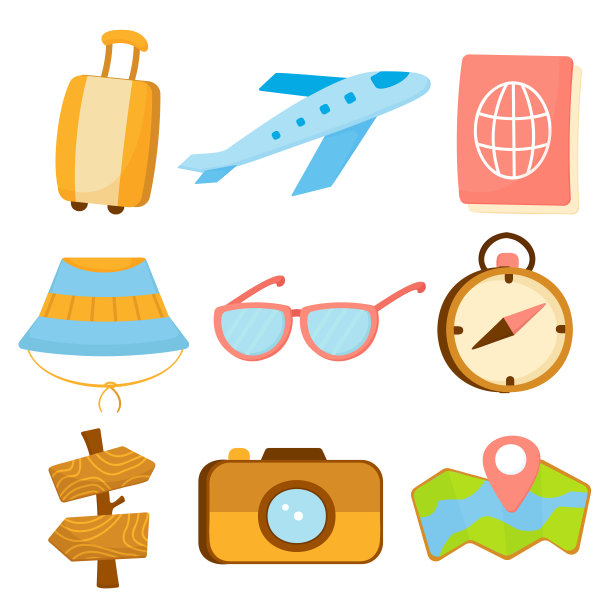 出国旅游概念客体要素集图片下载