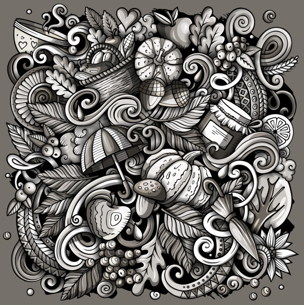 秋季卡通涂鸦秋季海报设计图片下载