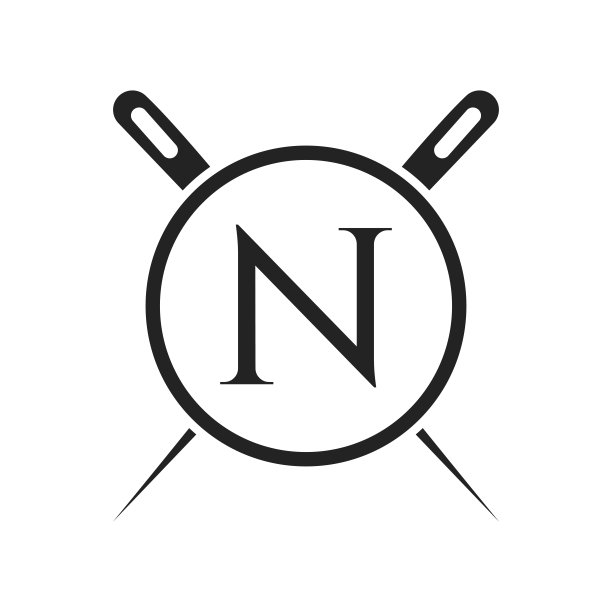 采购产品初始字母N裁缝标志，针和线组合刺绣，纺织品，时装，布，织物模板图片下载