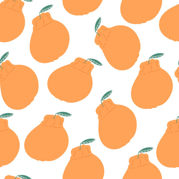 橘红色无缝图案，卡通平面矢量插图在白色背景。图片下载