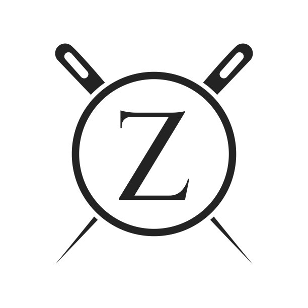 采购产品首字母Z裁缝标志，针和线组合刺绣，纺织品，时装，布，织物模板图片下载