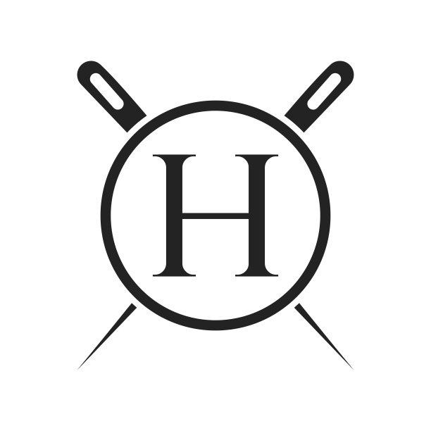 采购产品首字母H裁缝标志，针和线组合刺绣，纺织品，时装，布，织物模板图片下载
