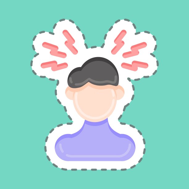 贴纸线切割头痛。适合流感标志。简单的设计可编辑。设计模板向量。简单的说明图片下载