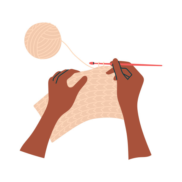 双手用钩针钩住针织品图片下载