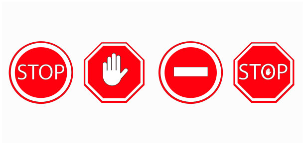 交通停止信号图标设置。警告和注意。矢量孤立的白色背景。每股收益10图片下载