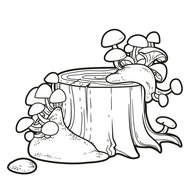 带有有毒毒菌和苔藓的大树桩图片下载