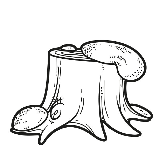 小树桩上覆苔藓为线形画图片下载