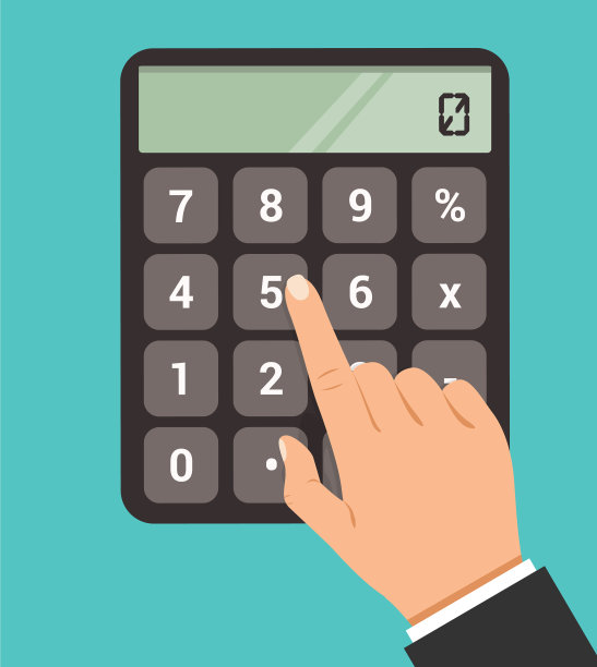 手触碰计算器上的红色按钮图片下载