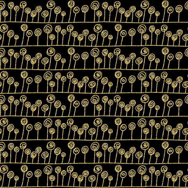 金色装饰波西米亚花，无缝图案黑金闪闪发光的背景图片下载
