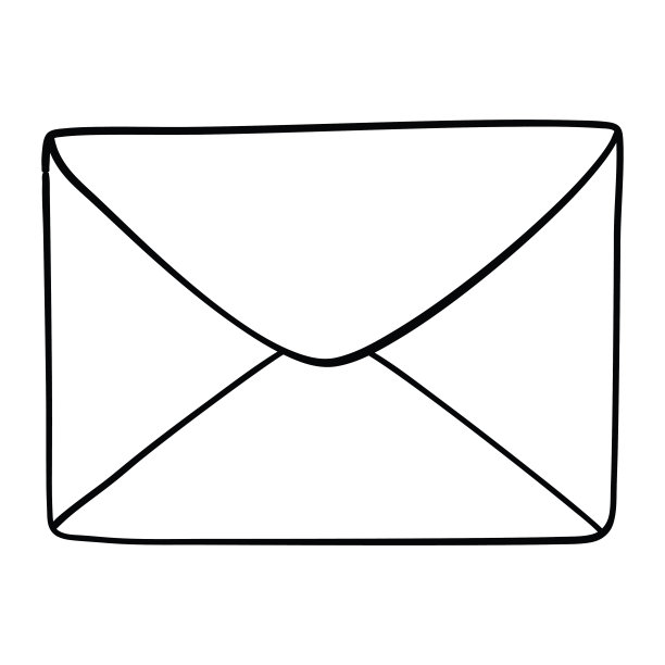 信封/卡通矢量和插图，黑色和白色，手绘，素描风格，孤立在白色背景。图片下载